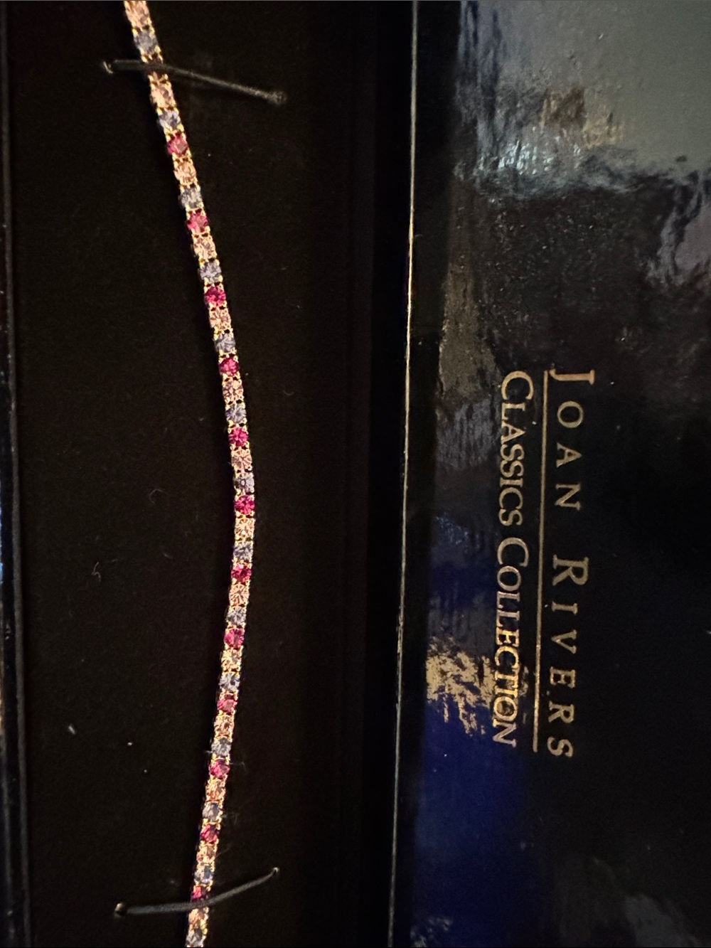 Joan Rivers Lt Pink, blue and hot pink Crystal Tennis Bracelet
